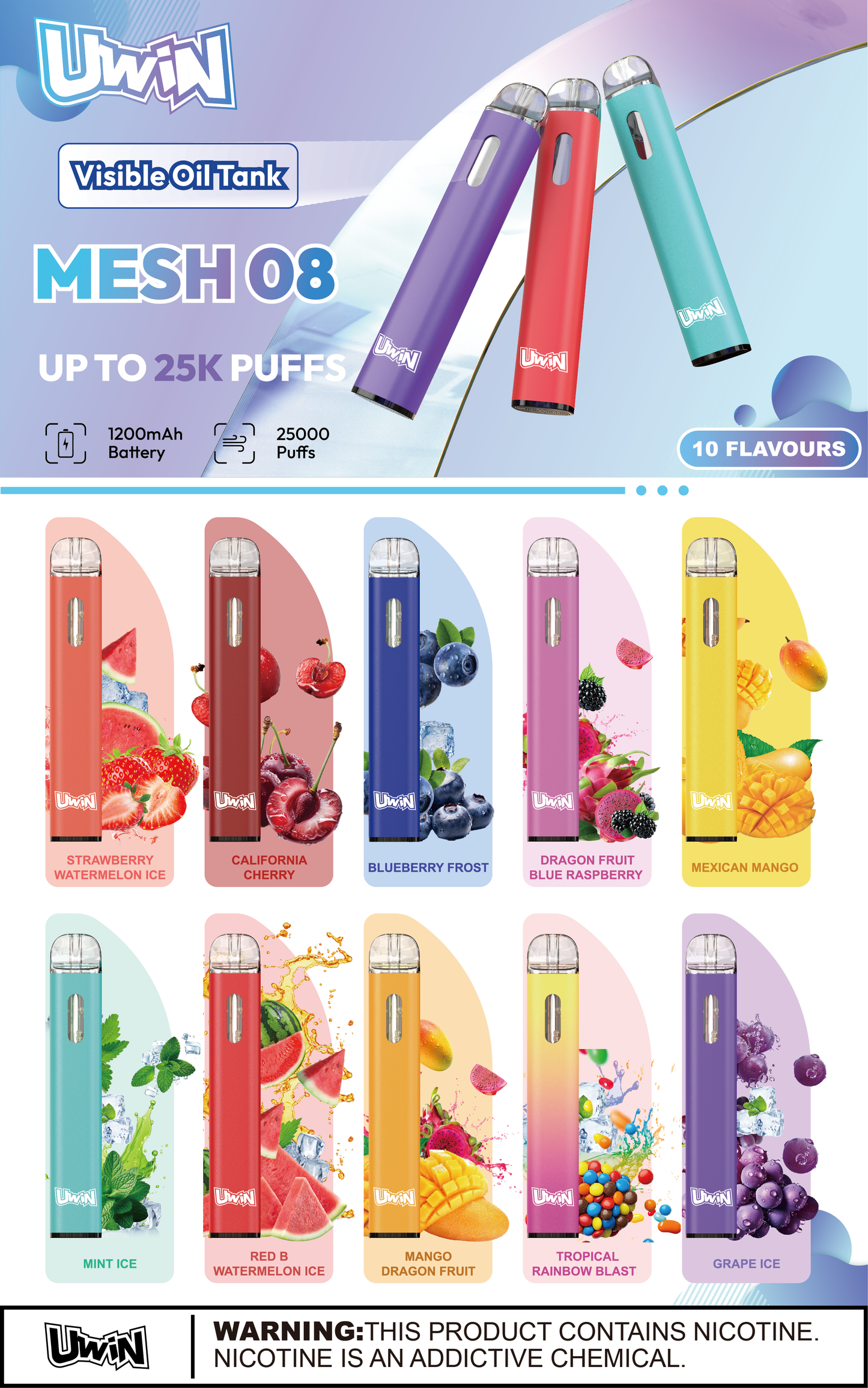 【New Arrive】Uwin Mesh 08 25000 Puffs | 0% 2% 3% 5%